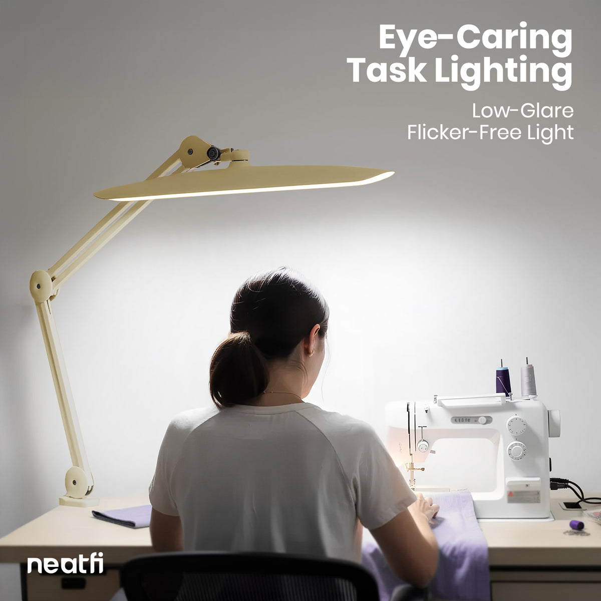 20” Wide Head LED Desk Lamp with Clamp – 2200 Lumens Task Light for Home Office & Crafts, Gold