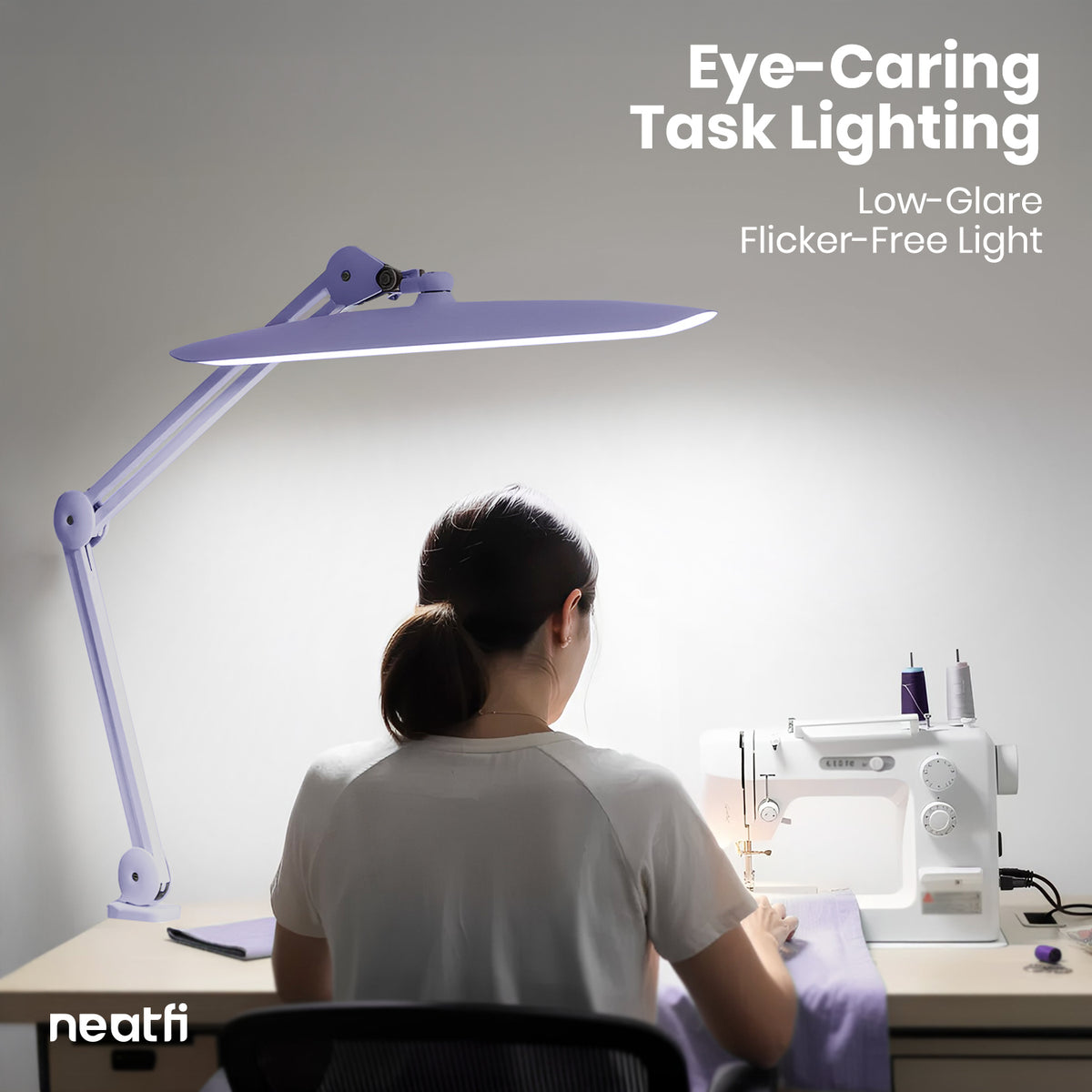 20” Wide Head LED Desk Lamp with Clamp – 2200 Lumens Task Light for Home Office & Crafts, Lavender