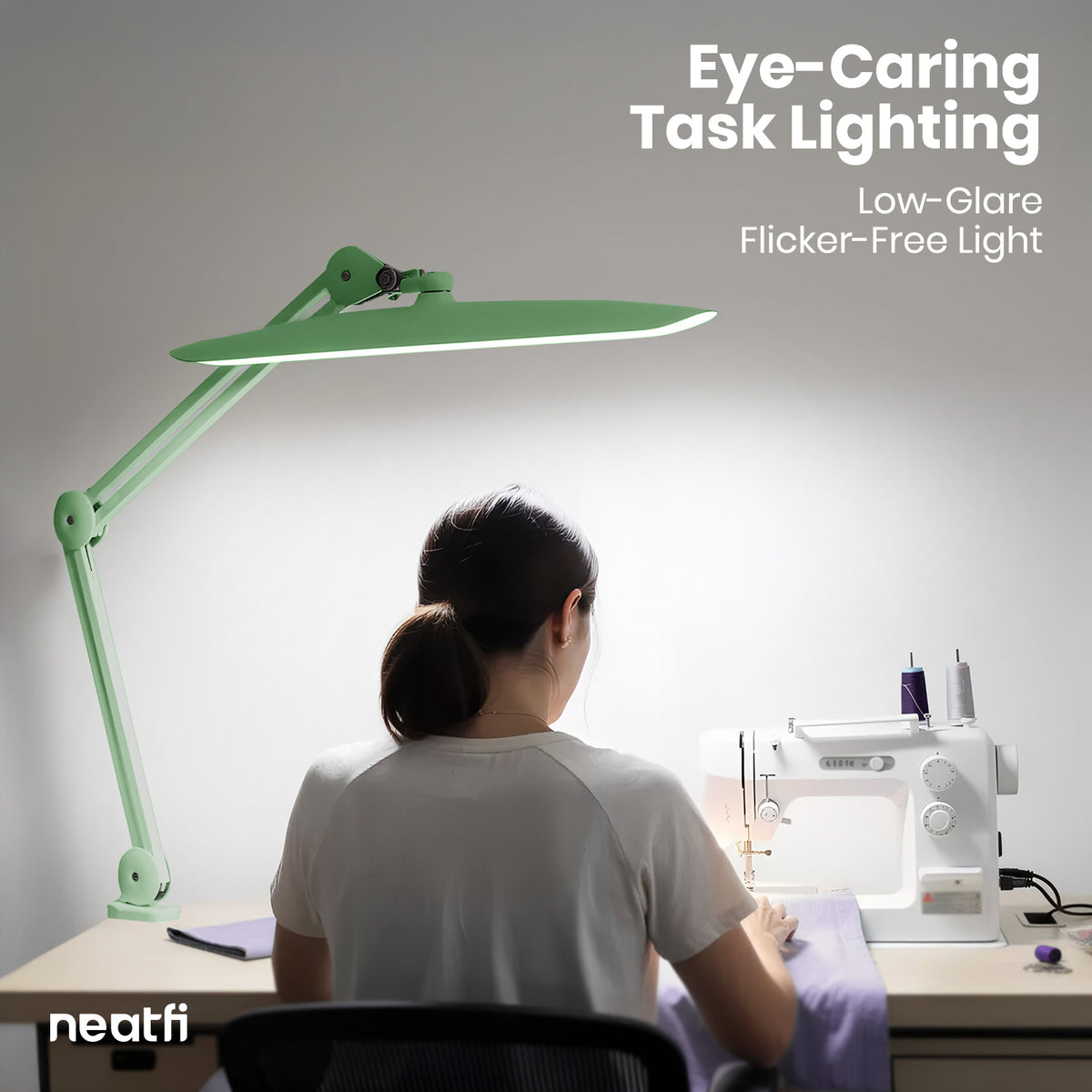 20” Wide Head LED Desk Lamp with Clamp – 2200 Lumens Task Light for Home Office & Crafts, Midnight Green