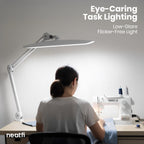 20” Wide Head LED Desk Lamp with Clamp – 2200 Lumens Task Light for Home Office & Crafts, White