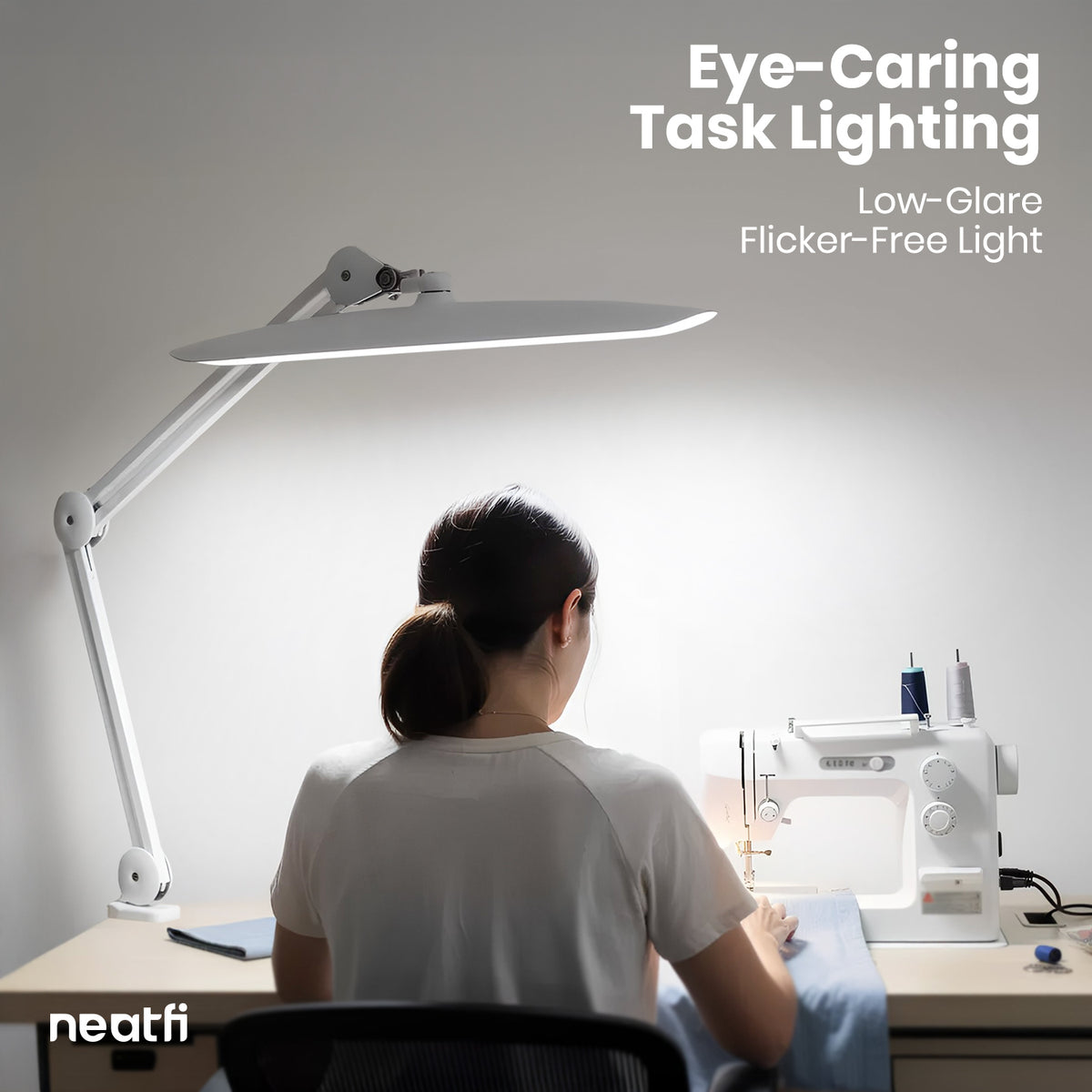 20” Wide Head LED Desk Lamp with Clamp – 2200 Lumens Task Light for Home Office & Crafts, White
