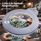 7" Wide Bifocal Lens – 3 Light Modes, 1600 Lumens LED Magnifier Lamp for Detail Works, White