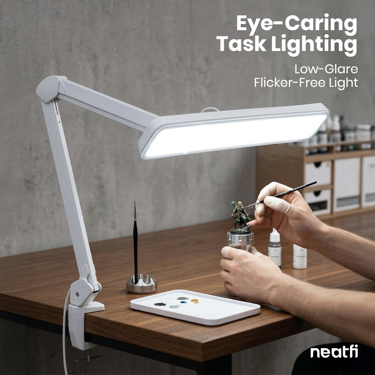 22” Wide Shade LED Desk Lamp with Clamp – 2500 Lumens Task Light for Workbench & Crafts, White