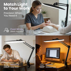 2200 Lumens LED Desk Lamp with Clamp – 20” Wide Shade, 3 Light Modes, Black (Good-as-New)