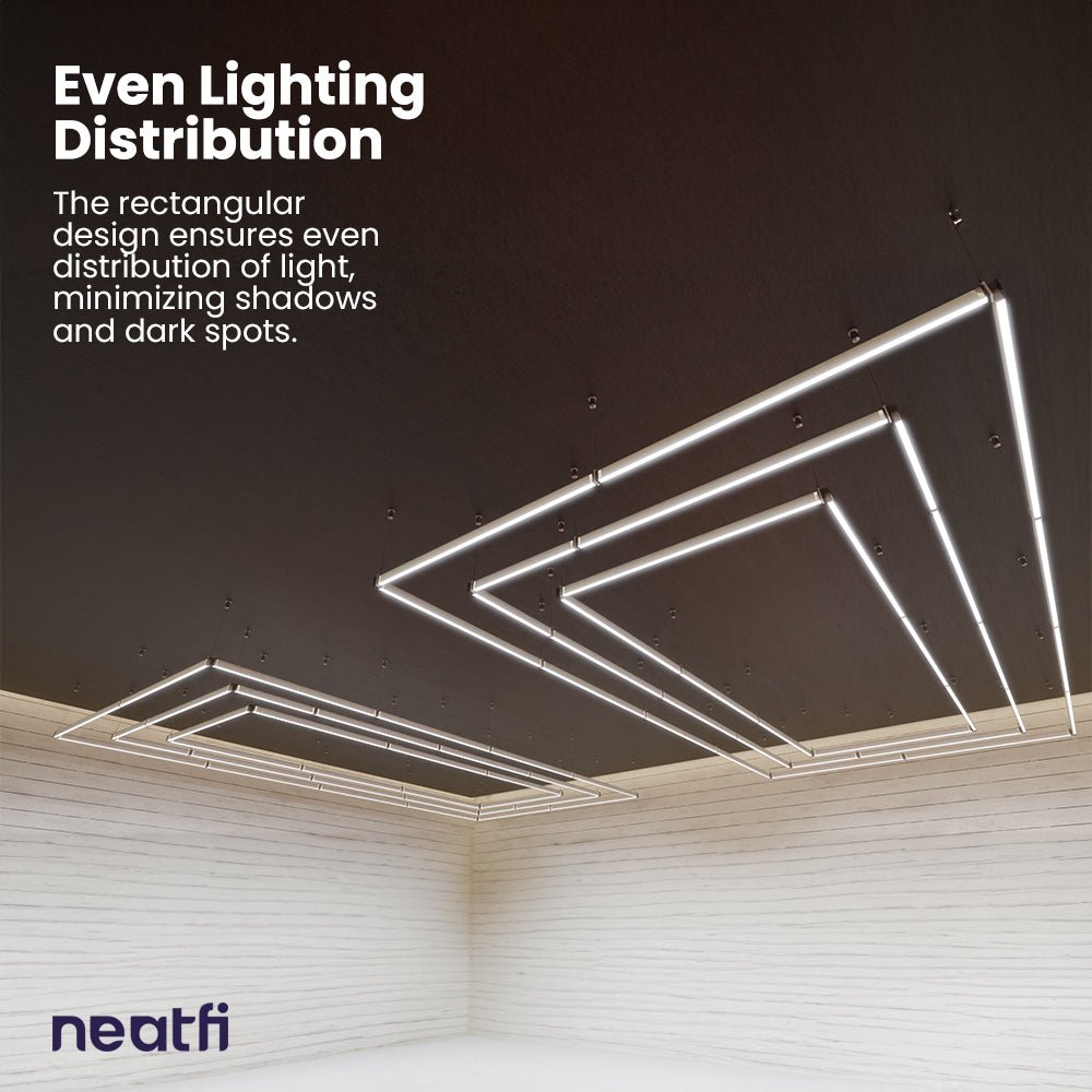 3 Rectangles 52,800 Lumens LED Ceiling Light with Hanging Kit for Shops & Gyms, Cool White (Good-as-New)