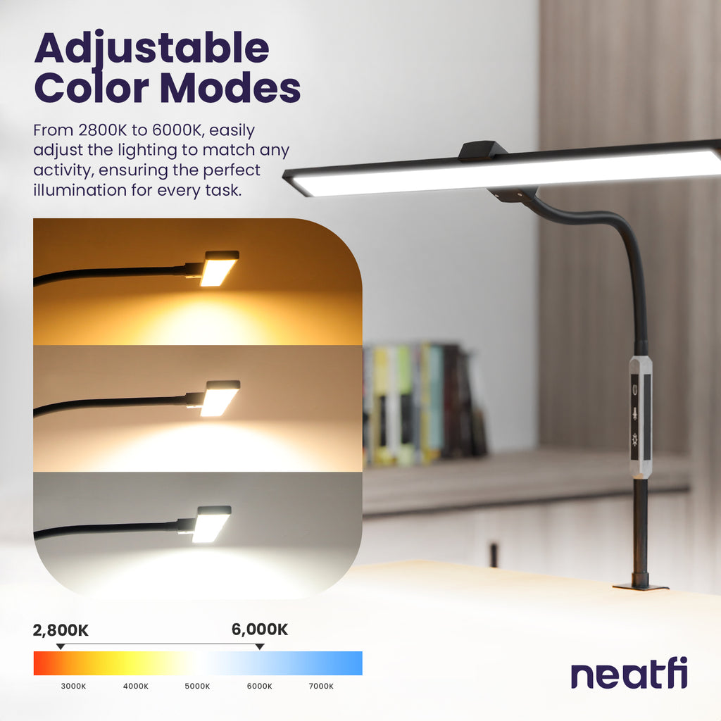 Lampe de bureau col de cygne moderne avec pince, contrôle tactile et à distance
