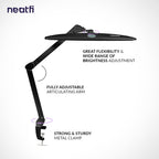 2260 Lumens Elite Task Lamp with Clamp – 22" Wide, 3 Color Modes for Nails & Crafts, Black