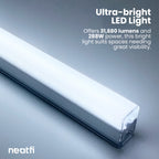 Lámpara de techo LED de 4 paneles - 31,680 lúmenes ultrabrillante para talleres automotrices, almacenes y gimnasios, blanco frío