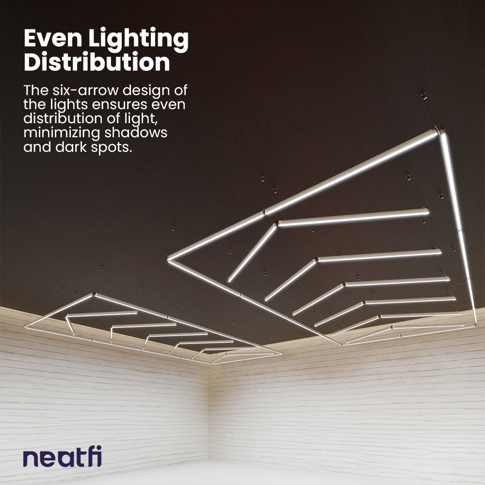6-Arrow Ultra-Bright 35,200 Lumens LED Ceiling Light with Hanging Kit for Shops & Gyms, Cool White