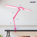 41" Pro LED Task Lamp with Clamp – 3000 Lumens, CRI 95, Dimmable, 3 Color Modes, Pink