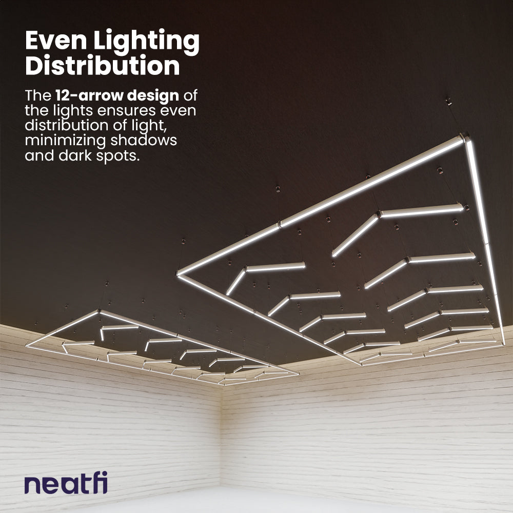 12-Arrow Ultra-Bright 42,240 Lumens LED Ceiling Light with Hanging Kit for Shops & Gyms, Cool White