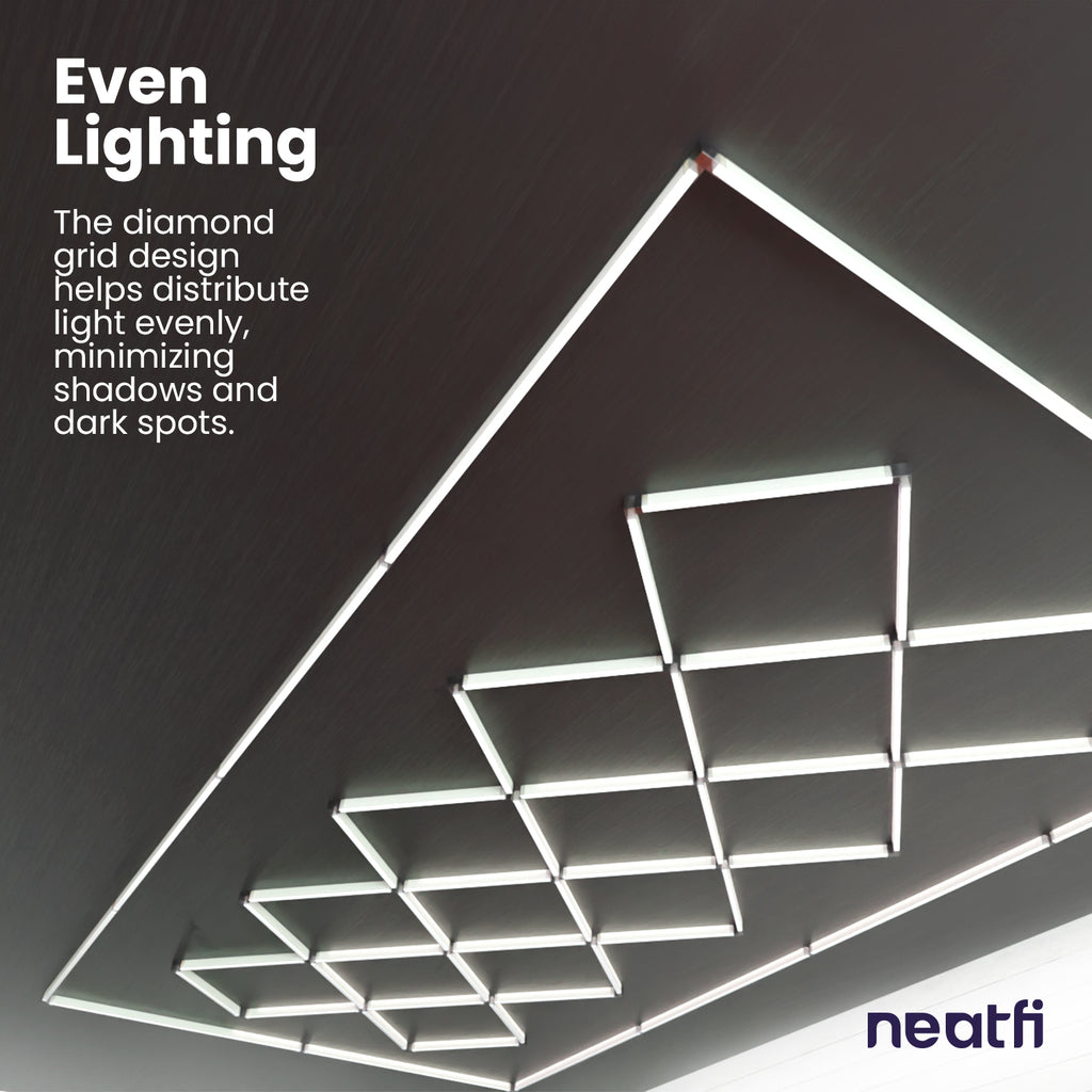 56,320 Lumens Ultra-Bright Diamond Grid LED Ceiling Light for Basements, Shops & Gyms, Cool White