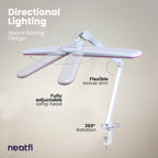 17” Wide Shade Elite LED Desk Lamp with Clamp – 3 Light Modes, Non-Polar Dimming, Pink Ring
