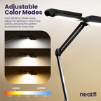 44" Pro LED Desk Lamp with Clamp – 3000 Lumens, CRI 95, Dimmable, 3 Color Modes, Black