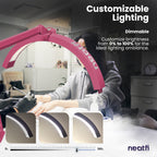 Lámpara de mesa LED de media luna con abrazadera – 2500 lúmenes, 5 modos de luz para decoración de uñas y tratamientos faciales, rosa