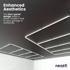 Lámpara de techo LED de 4 paneles - 31,680 lúmenes ultrabrillante para talleres automotrices, almacenes y gimnasios, blanco frío