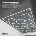 15 Hex Grid LED Ceiling Light with Hanging Kit – 69,600 Lumens for Auto Shop & Gyms, Cool White