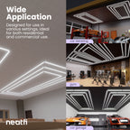 3 Rectangles LED Ceiling Light – 52,800 Lumens, Easy Installation for Shops & Salons, Cool White
