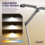 44" Pro LED Desk Lamp with Clamp – 3000 Lumens, CRI 95, Dimmable, 3 Color Modes, Silver
