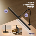 31.5" Architect Desk Light, LED Desk Lamp with Clamp and Base for Home Office with Motion Sensor and Touch Switch, 1100 Lumens, 5 Brightness Levels, 5 Light Modes, 60-min Timer - Black