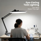 2200 Lumens LED Desk Lamp with Base – 20” Wide Shade, 3 Light Modes, Dimmable Task Light, Black