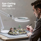 7” Wide Acrylic Lens LED Magnifying Lamp with Base – 1600 Lumens, Dimmable for Close Works, White