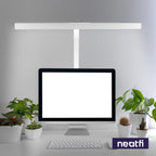 3000 Lumens Desk Lamp with Clamp – 28” Wide Shade, 5 Light Modes, Dimmable Monitor Light, White