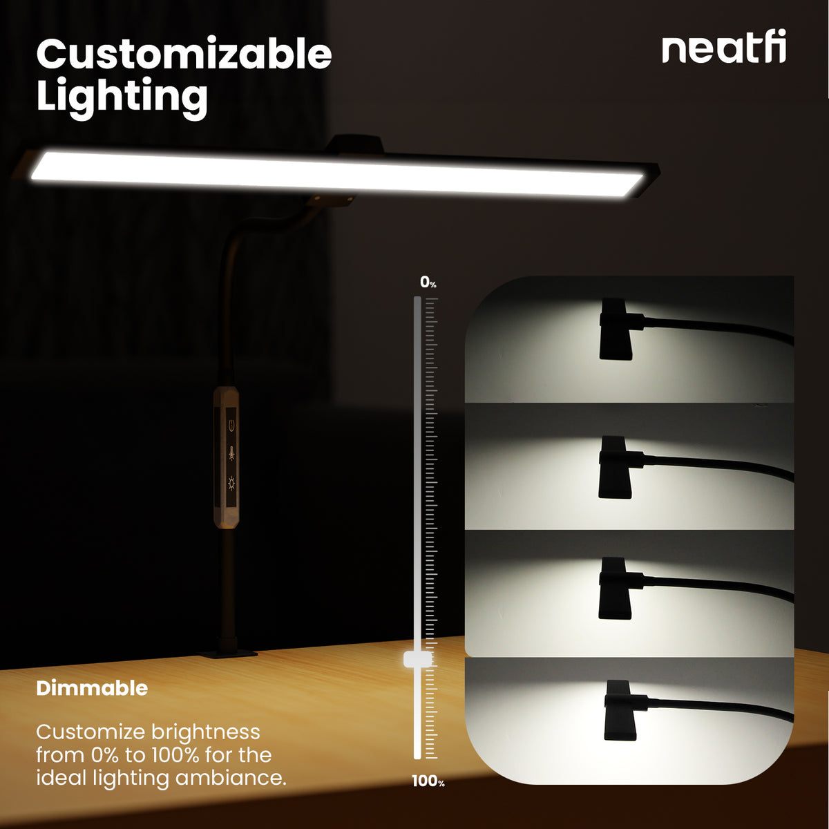Lampe de bureau col de cygne moderne avec pince, contrôle tactile et à distance