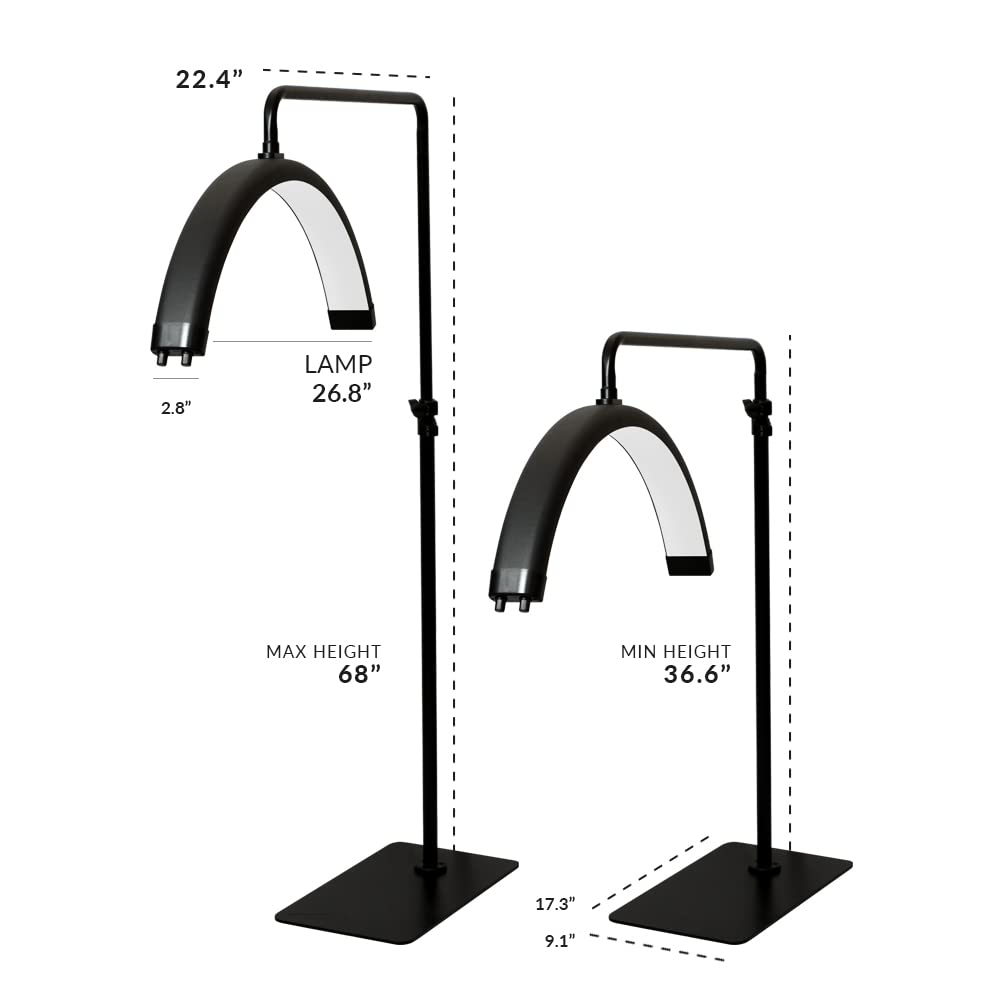1600 Lumens LED Half Moon Light with Phone Holder, Dimmable, 3 Color Modes, Black