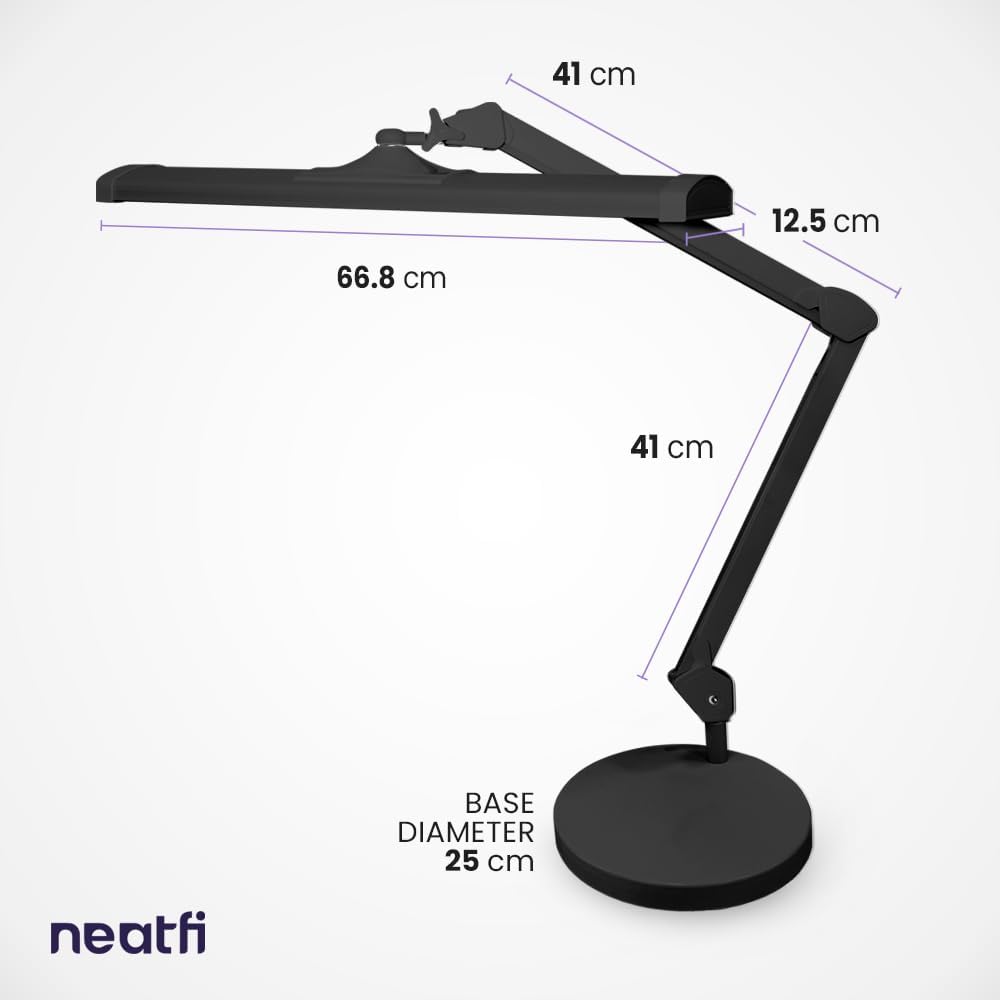 3500 Lumens LED Desk Lamp – 26” Ultra-Wide Shade, Non-Flickering Task Light with Base, Black