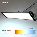 3500 Lumens LED Desk Lamp – 26” Ultra-Wide Shade, Non-Flickering Task Light with Base, Black