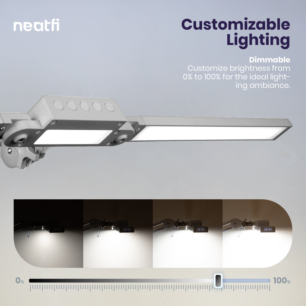 41" Pro LED Task Lamp with Clamp – 3000 Lumens, CRI 95, Dimmable, 3 Color Modes, Silver