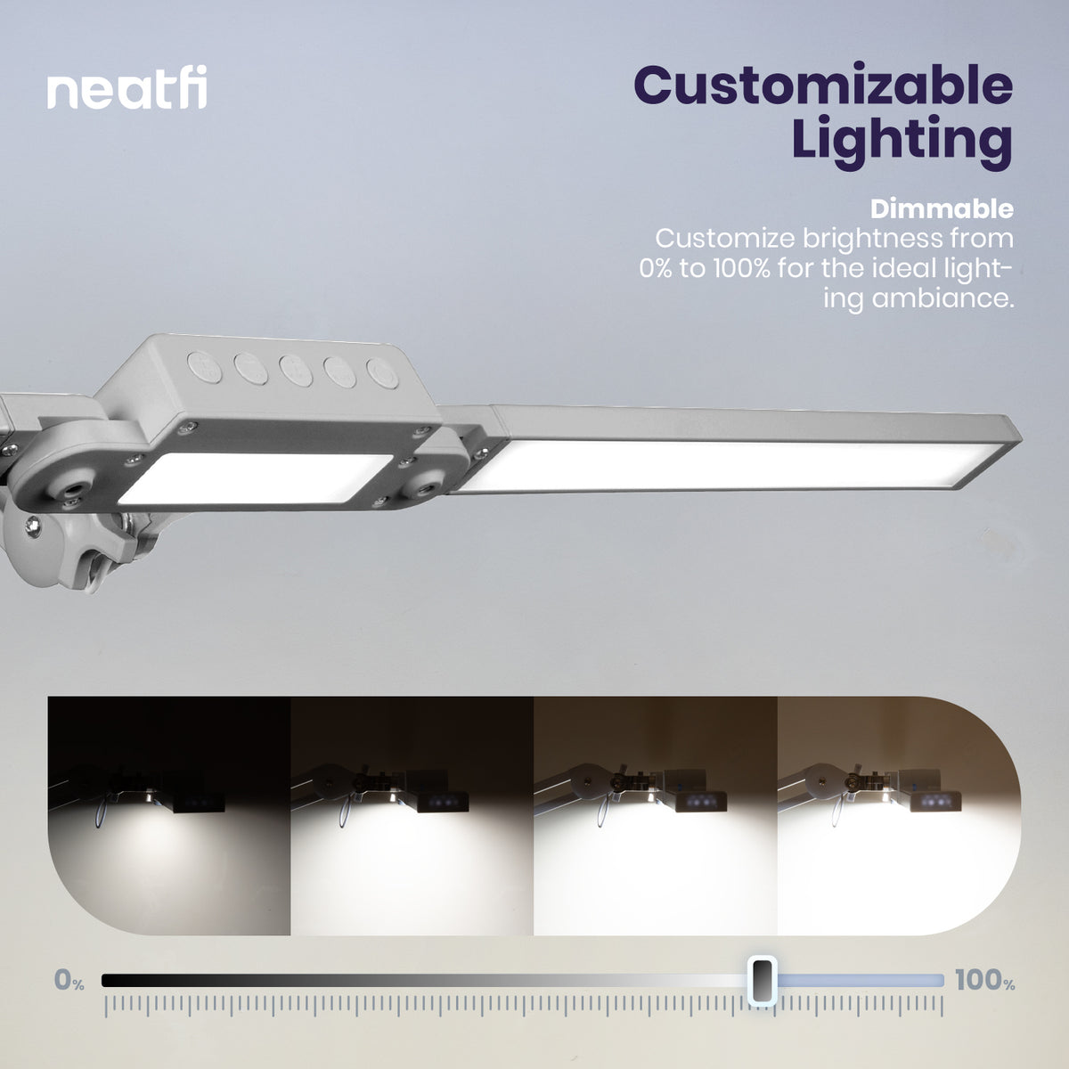41" Pro LED Task Lamp with Clamp – 3000 Lumens, CRI 95, Dimmable, 3 Color Modes, Silver