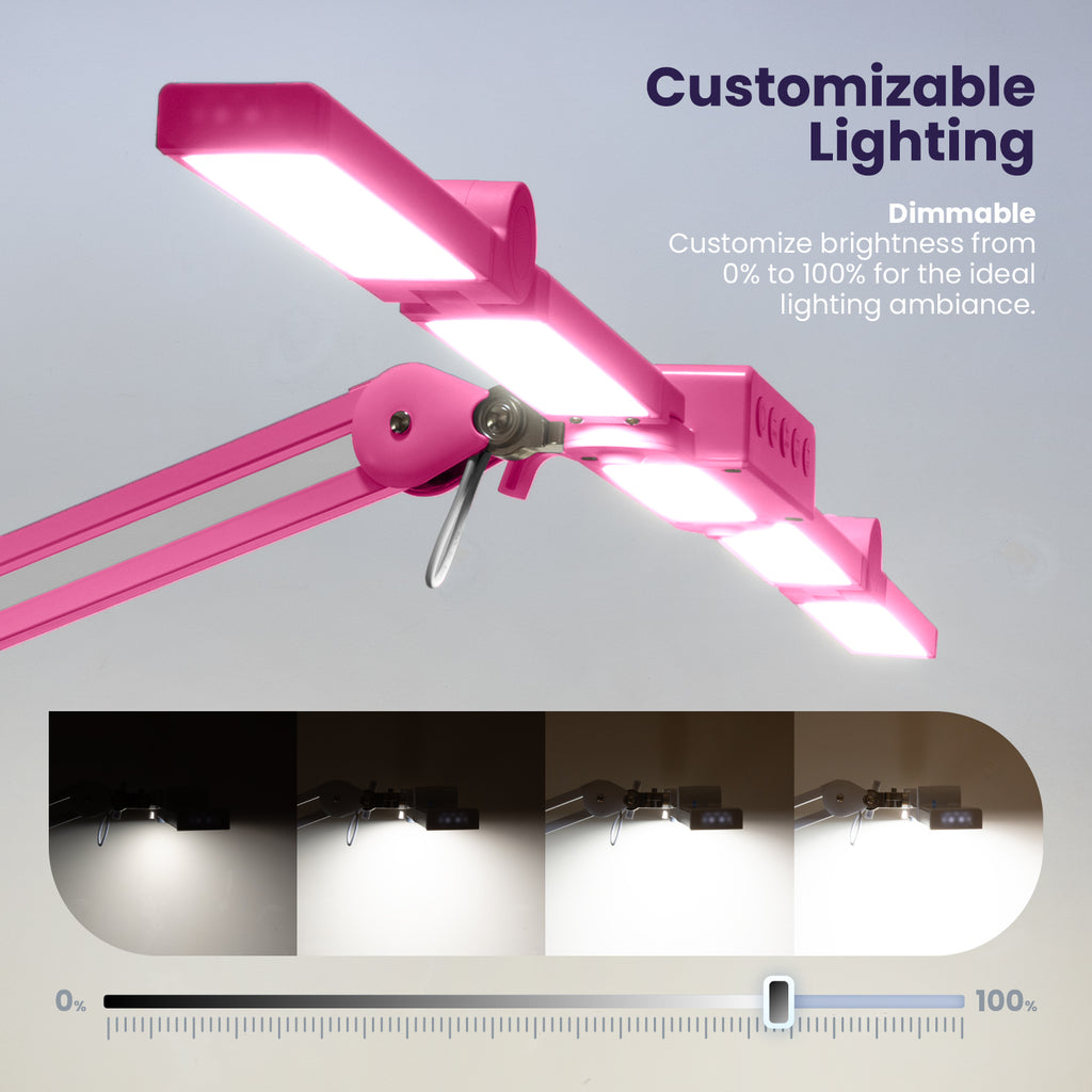44" Pro LED Desk Lamp with Clamp – 3000 Lumens, CRI 95, Dimmable, 3 Color Modes, Pink (Good-as-New)