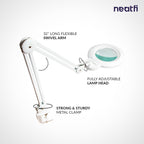 6" Lens Bifocal LED Magnifying Lamp with Clamp – 1200 Lumens, 3 Light Modes for Close Works, White