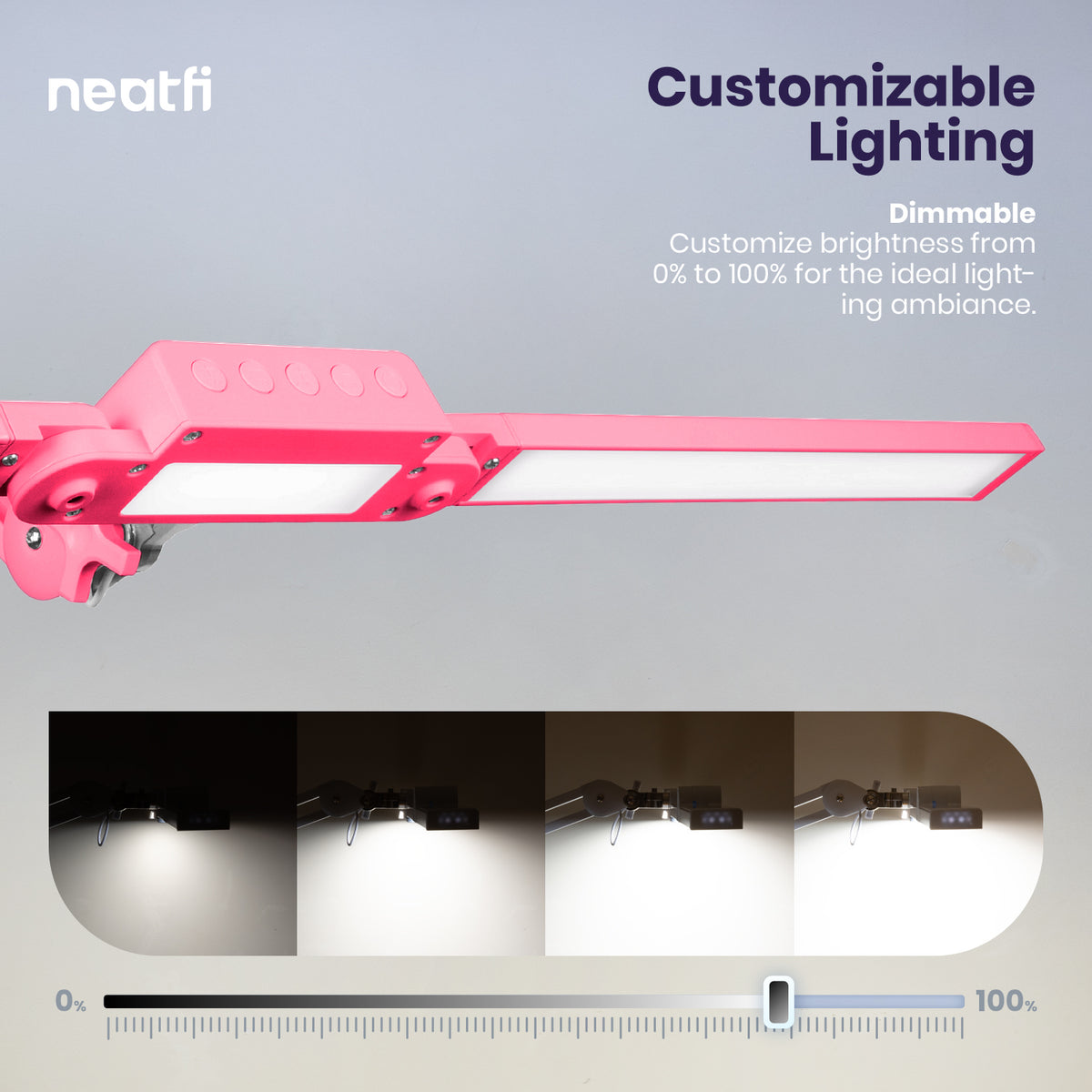 41" Pro LED Task Lamp with Clamp – 3000 Lumens, CRI 95, Dimmable, 3 Color Modes, Pink