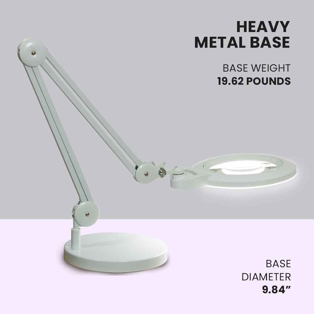 9.84" Weighted Round Base – Sturdy Replacement Lamp Base for Desk & Magnifying Lamps, White
