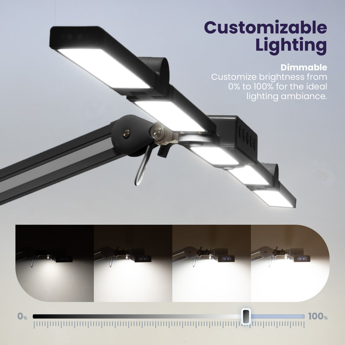 44" Pro LED Desk Lamp with Clamp – 3000 Lumens, CRI 95, Dimmable, 3 Color Modes, Black