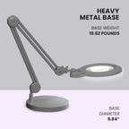 9.84" Weighted Round Base – Sturdy Replacement Lamp Base for Desk & Magnifying Lamps, Silver