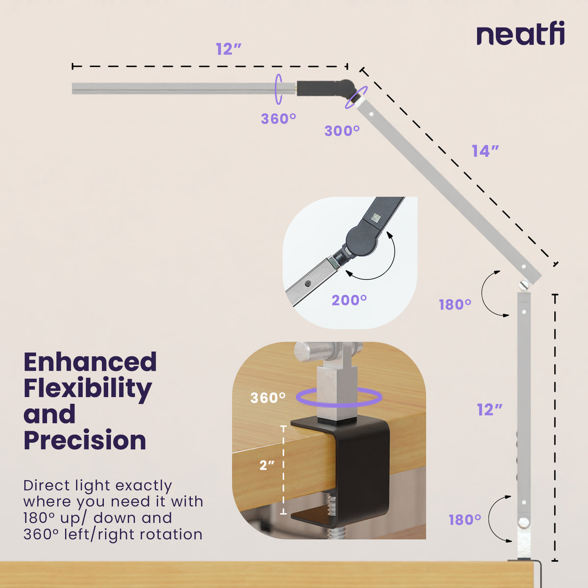 Modern LED Desk Lamp with Clamp, Touch & Remote Controlled