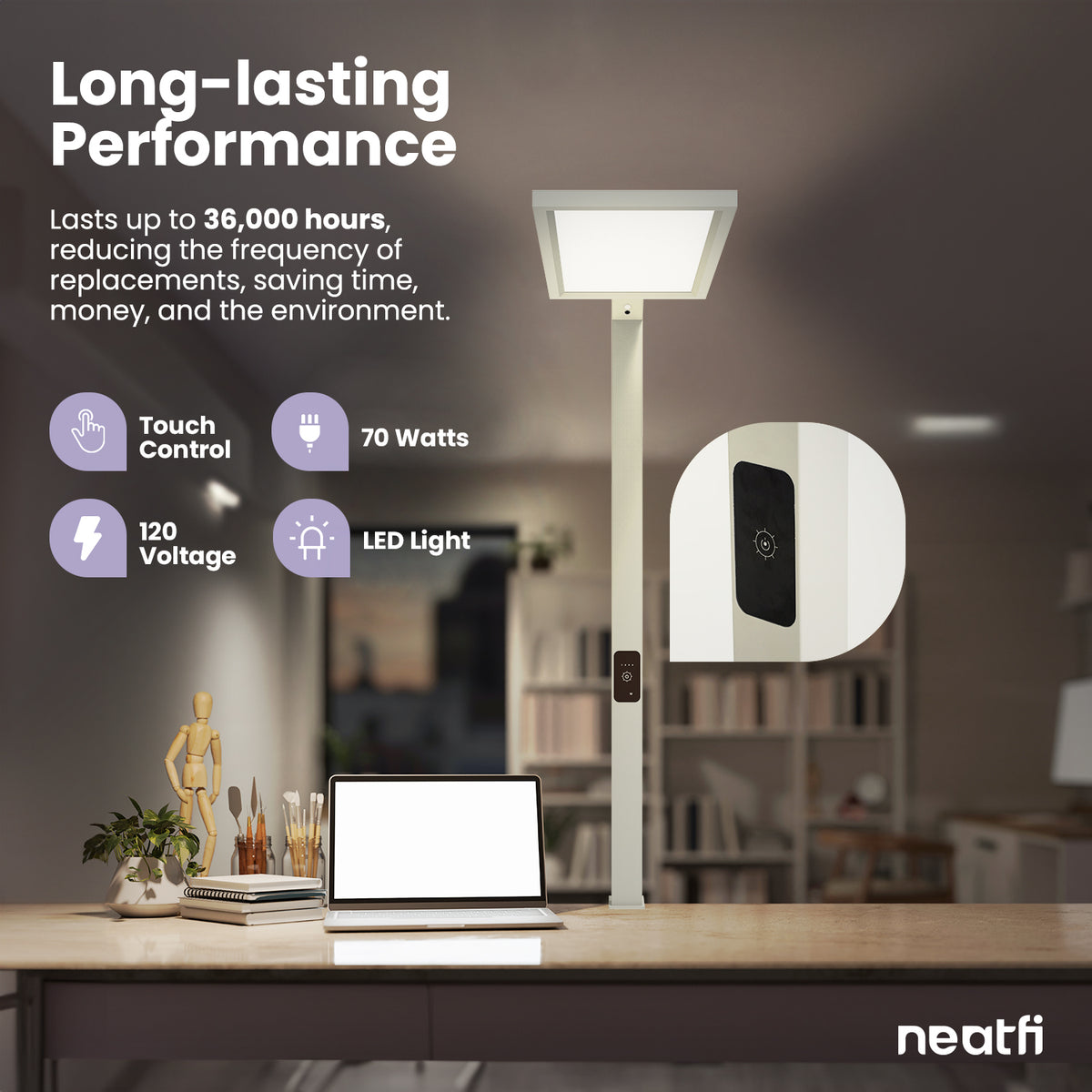 Premium LED Desk Lamp with Clamp - Touch Control Desk Lamps for Office, Clamp-on Nail Desk Lamp, 70W Ultra Bright Architect Desk Light - Gray