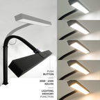 3000 Lumens Desk Lamp with Clamp – 28” Wide Shade, 5 Light Modes, Dimmable Monitor Light, Black