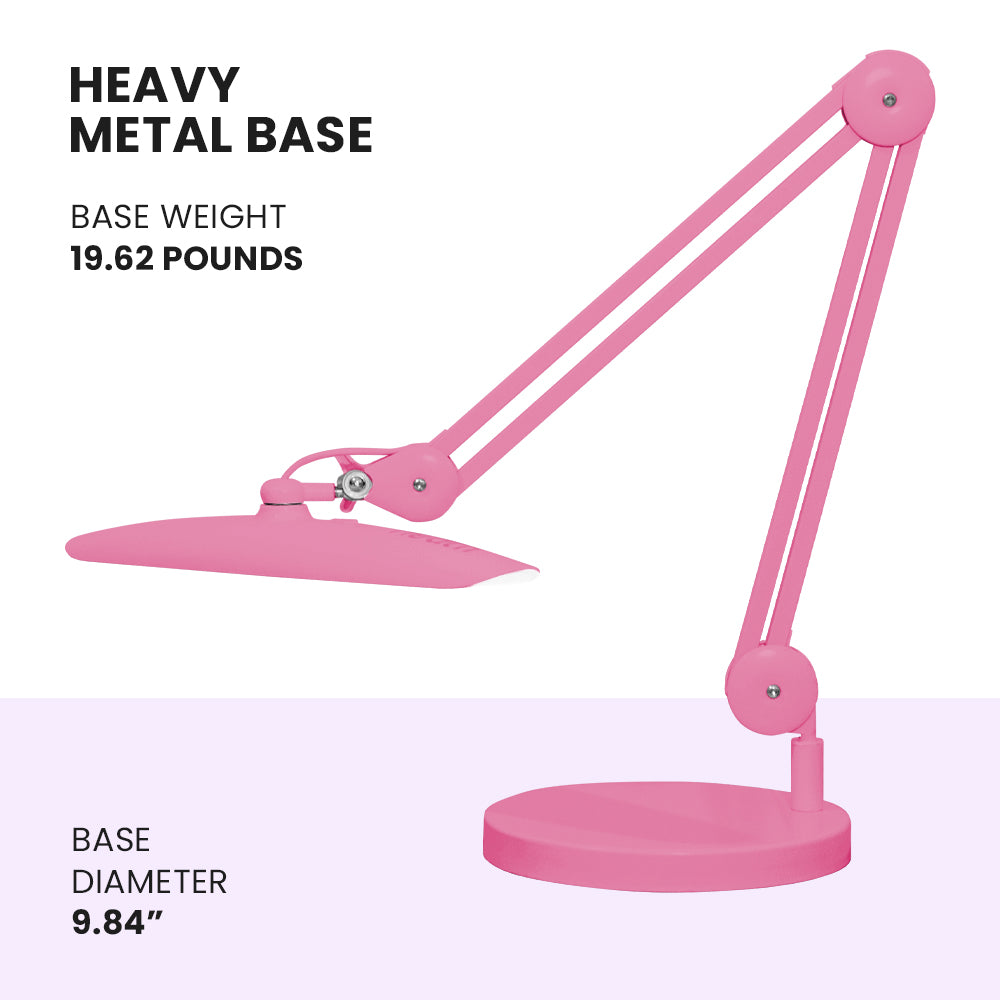 9.84" Weighted Round Base – Sturdy Replacement Lamp Base for Desk & Magnifying Lamps, Pink