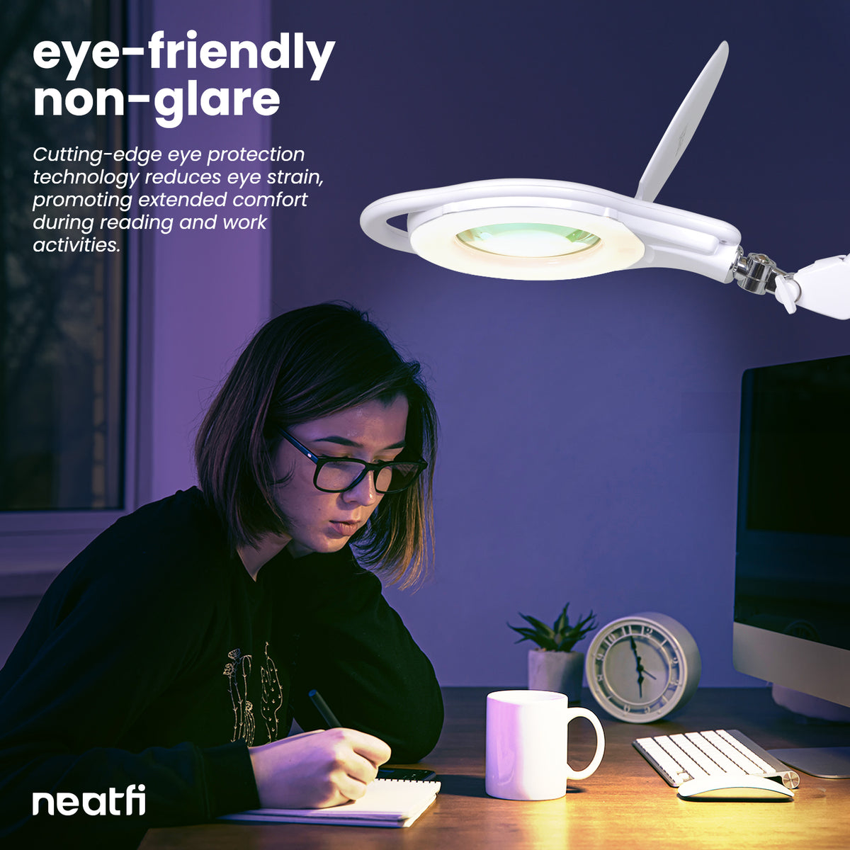 5” Lens Elite LED Magnifying Lamp with Clamp - White