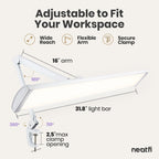 Pro 4500 Lumens 50W LED Desk Lamp with Clamp, CRI 95, CCT, White