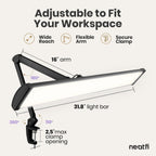 Pro 4500 Lumens 50W LED Desk Lamp with Clamp, CRI 95, CCT, Black