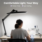 Pro 2200 Lumens LED Desk Lamp – CRI 95, CCT, 20-Inches Wide Dimmable Light, Black