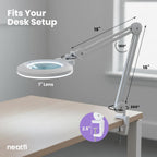 7" Acrylic Lens Pro LED Magnifying Lamp – 5D/20D, CRI 95, Dimmable, White