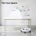5" LED Magnifying Floor Lamp – 1,000 Lumens, 5D Magnification, Adjustable CCT, Rolling Base, White