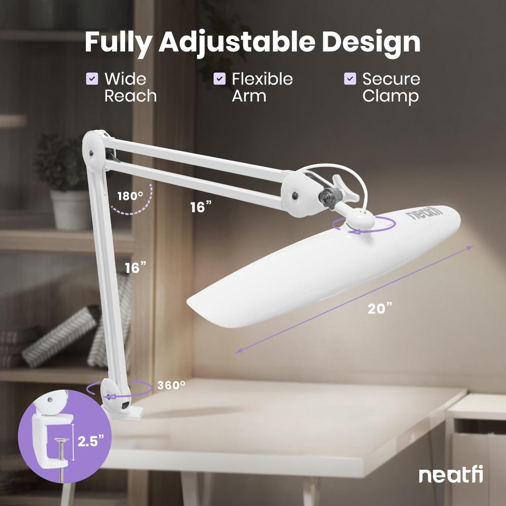 Pro Series 20" LED Desk Lamp – True Color Accuracy (CRI 95), 2200 Lumens, White (Good-as-New)